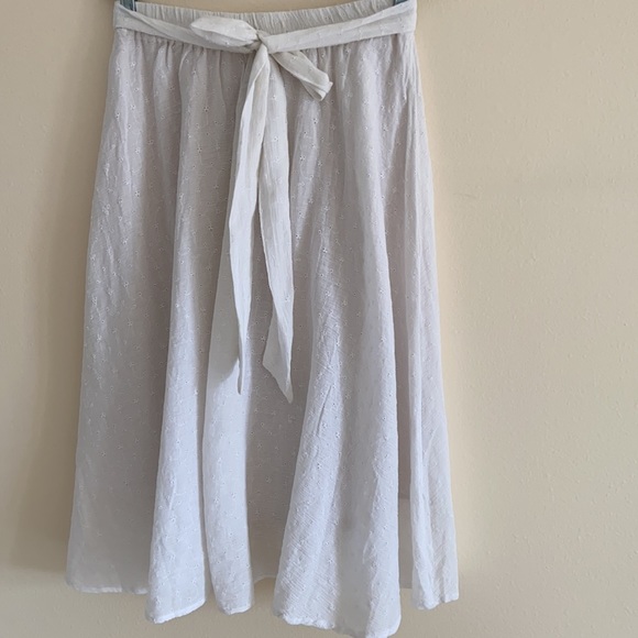NWT Flint & Moss White Cotton Eyelet Midi Skirt - Picture 8 of 8